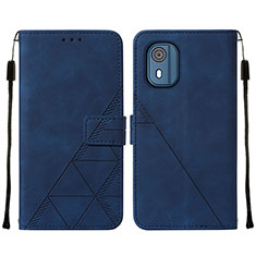 Leather Case Stands Flip Cover Holder YB2 for Nokia C02 Blue