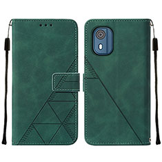 Leather Case Stands Flip Cover Holder YB2 for Nokia C02 Green