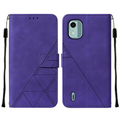 Leather Case Stands Flip Cover Holder YB2 for Nokia C12 Plus Purple