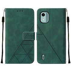 Leather Case Stands Flip Cover Holder YB2 for Nokia C12 Pro Green