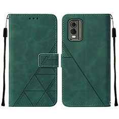 Leather Case Stands Flip Cover Holder YB2 for Nokia C210 Green