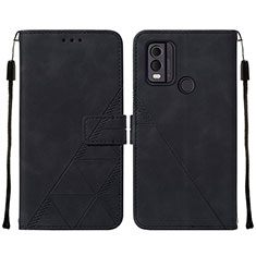 Leather Case Stands Flip Cover Holder YB2 for Nokia C22 Black