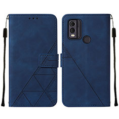 Leather Case Stands Flip Cover Holder YB2 for Nokia C22 Blue