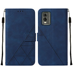 Leather Case Stands Flip Cover Holder YB2 for Nokia C32 Blue