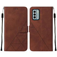 Leather Case Stands Flip Cover Holder YB2 for Nokia G22 Brown