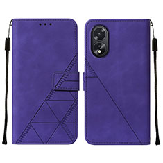 Leather Case Stands Flip Cover Holder YB2 for Oppo A18 Purple