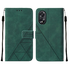 Leather Case Stands Flip Cover Holder YB2 for Oppo A58 4G Green