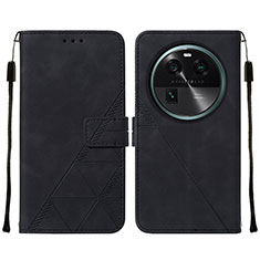 Leather Case Stands Flip Cover Holder YB2 for Oppo Find X6 5G Black