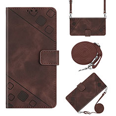 Leather Case Stands Flip Cover Holder YB2 for Realme V23 5G Brown