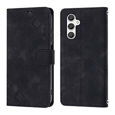 Leather Case Stands Flip Cover Holder YB2 for Samsung Galaxy A24 4G Black