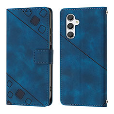 Leather Case Stands Flip Cover Holder YB2 for Samsung Galaxy A24 4G Blue