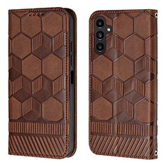 Leather Case Stands Flip Cover Holder YB2 for Samsung Galaxy Quantum4 5G Brown