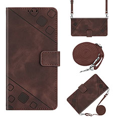 Leather Case Stands Flip Cover Holder YB2 for Sony Xperia Ace III Brown