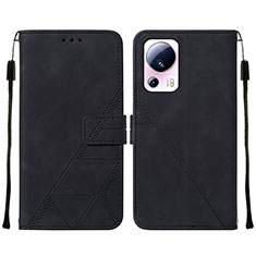 Leather Case Stands Flip Cover Holder YB2 for Xiaomi Mi 13 Lite 5G Black