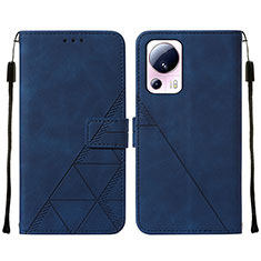 Leather Case Stands Flip Cover Holder YB2 for Xiaomi Mi 13 Lite 5G Blue