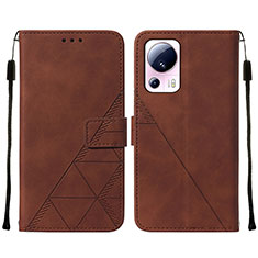 Leather Case Stands Flip Cover Holder YB2 for Xiaomi Mi 13 Lite 5G Brown