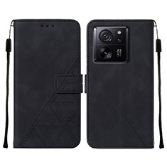 Leather Case Stands Flip Cover Holder YB2 for Xiaomi Mi 13T 5G Black