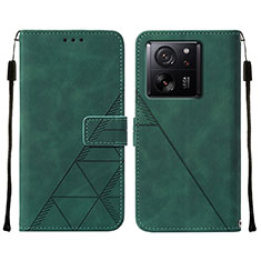 Leather Case Stands Flip Cover Holder YB2 for Xiaomi Mi 13T 5G Green