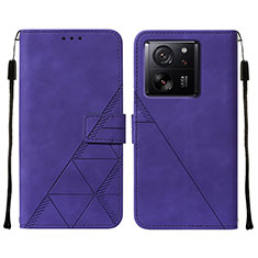 Leather Case Stands Flip Cover Holder YB2 for Xiaomi Mi 13T 5G Purple