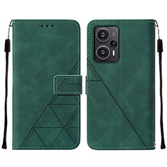 Leather Case Stands Flip Cover Holder YB2 for Xiaomi Poco F5 5G Green