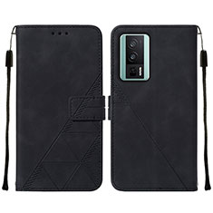 Leather Case Stands Flip Cover Holder YB2 for Xiaomi Poco F5 Pro 5G Black