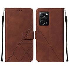 Leather Case Stands Flip Cover Holder YB2 for Xiaomi Poco X5 Pro 5G Brown