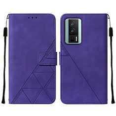 Leather Case Stands Flip Cover Holder YB2 for Xiaomi Redmi K60 5G Purple