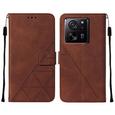 Leather Case Stands Flip Cover Holder YB2 for Xiaomi Redmi K60 Ultra 5G Brown