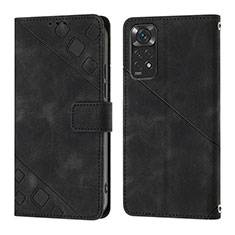 Leather Case Stands Flip Cover Holder YB2 for Xiaomi Redmi Note 11 4G (2022) Black