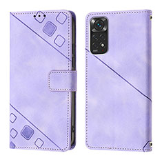 Leather Case Stands Flip Cover Holder YB2 for Xiaomi Redmi Note 11 4G (2022) Purple