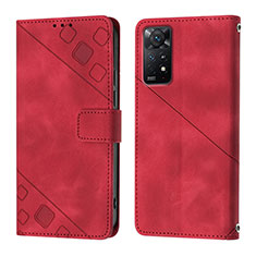 Leather Case Stands Flip Cover Holder YB2 for Xiaomi Redmi Note 11 Pro 4G Red
