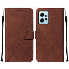 Leather Case Stands Flip Cover Holder YB2 for Xiaomi Redmi Note 12 4G Brown