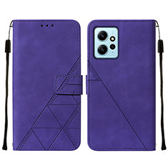 Leather Case Stands Flip Cover Holder YB2 for Xiaomi Redmi Note 12 4G Purple