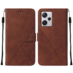 Leather Case Stands Flip Cover Holder YB2 for Xiaomi Redmi Note 12 Explorer Brown