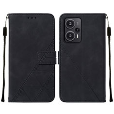 Leather Case Stands Flip Cover Holder YB2 for Xiaomi Redmi Note 12 Turbo 5G Black