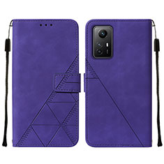 Leather Case Stands Flip Cover Holder YB2 for Xiaomi Redmi Note 12S Purple