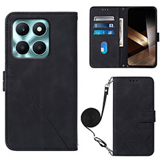 Leather Case Stands Flip Cover Holder YB3 for Huawei Honor X8b Black