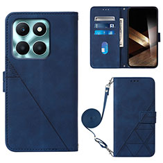 Leather Case Stands Flip Cover Holder YB3 for Huawei Honor X8b Blue