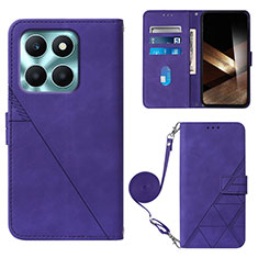 Leather Case Stands Flip Cover Holder YB3 for Huawei Honor X8b Purple