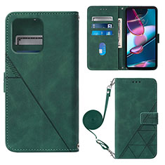 Leather Case Stands Flip Cover Holder YB3 for Motorola Moto Edge Plus (2023) 5G Green