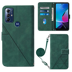 Leather Case Stands Flip Cover Holder YB3 for Motorola Moto G Power (2022) Green