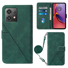 Leather Case Stands Flip Cover Holder YB3 for Motorola Moto G84 5G Green