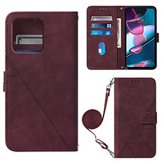 Leather Case Stands Flip Cover Holder YB3 for Motorola Moto X40 5G Red