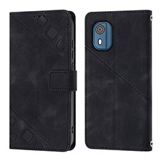 Leather Case Stands Flip Cover Holder YB3 for Nokia C02 Black