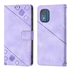 Leather Case Stands Flip Cover Holder YB3 for Nokia C02 Purple