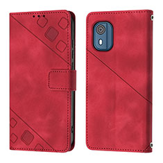 Leather Case Stands Flip Cover Holder YB3 for Nokia C02 Red