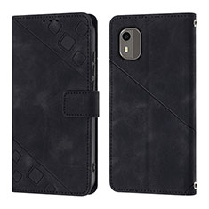 Leather Case Stands Flip Cover Holder YB3 for Nokia C12 Plus Black