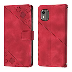 Leather Case Stands Flip Cover Holder YB3 for Nokia C12 Plus Red