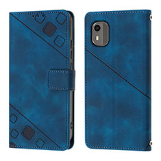 Leather Case Stands Flip Cover Holder YB3 for Nokia C12 Pro Blue