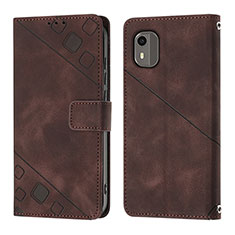 Leather Case Stands Flip Cover Holder YB3 for Nokia C12 Pro Brown